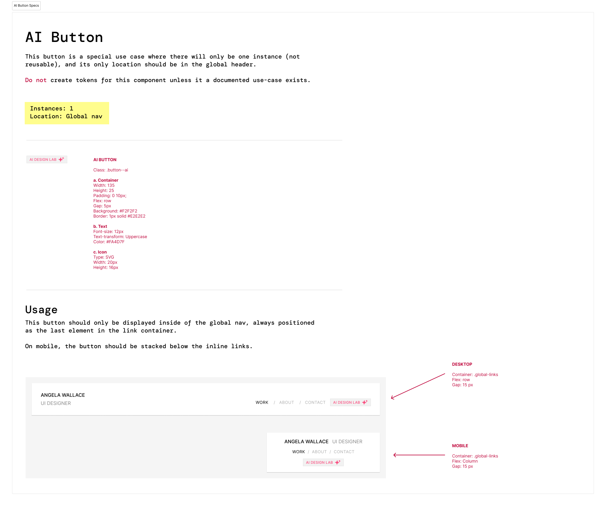 Component developer specifications