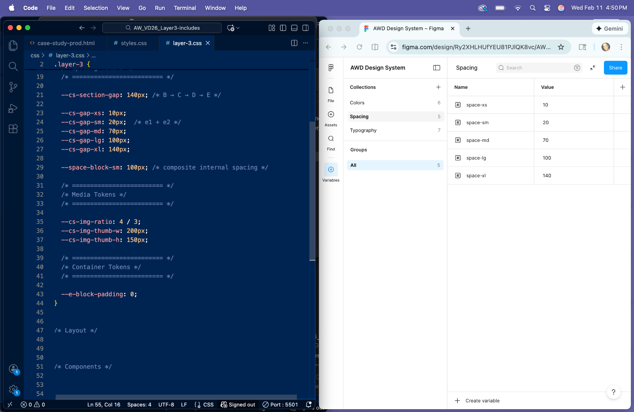 Token and variable sync